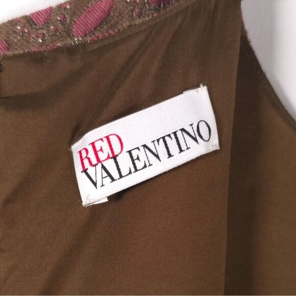 RED VALENTINO ROMANIA MADE Floral Lurex Jacquard Sleeveless Shift Dress Size 8 - Picture 8 of 15